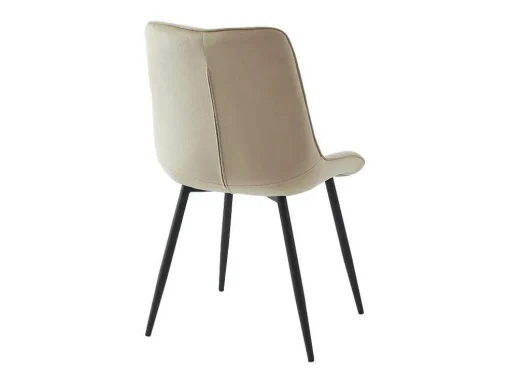 Set Van 6 Gewatteerde Stoelen - Velours En Zwart Metaal - Beige - Ollua