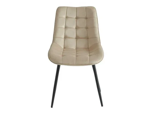 Set Van 6 Gewatteerde Stoelen - Velours En Zwart Metaal - Beige - Ollua