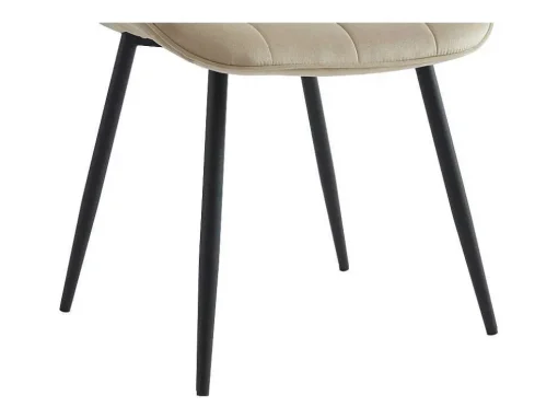 Set Van 6 Gewatteerde Stoelen - Velours En Zwart Metaal - Beige - Ollua