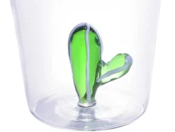Set Van 4 Glazen Met Cactus - Transparant En Groen - O8 X H10 Cm - Puntia