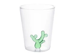Set Van 4 Glazen Met Cactus - Transparant En Groen - O8 X H10 Cm - Puntia