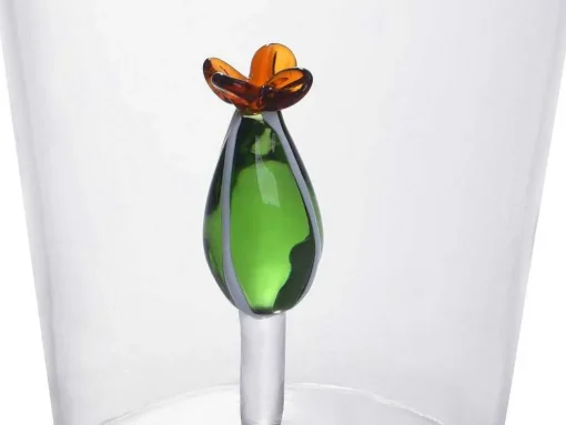 Set Van 4 Glazen Met Cactus - Transparant En Groen - O8 X H10 Cm - Puntia