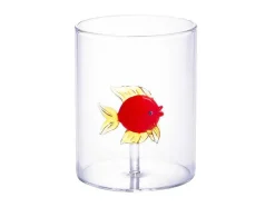 Set Van 4 Glazen Met Diertjes - Transparant En Rood Geblazen Glas - O7,5 Cm X H9,5 Cm - Apuna
