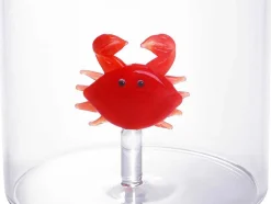 Set Van 4 Glazen Met Diertjes - Transparant En Rood Geblazen Glas - O7,5 Cm X H9,5 Cm - Apuna