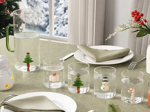Set Van 4 Glazen Met Kerstmotieven - O7,5 X H9,5 Cm - Scopa