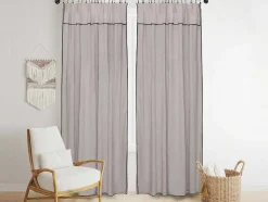 Set Van 2 Gordijnen Van Katoen En Linnen - 140 X 280 Cm - Taupegrijs - Borina