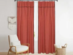 Set Van 2 Gordijnen Van Katoen En Linnen - 140 X 280 Cm - Terracotta - Borina