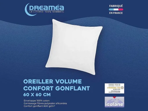 Set Van 2 Hoofdkussens 60 X 60 Cm Van Dreamea - 600 Gr - Marin