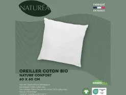 Set Van 2 Hoofdkussens Van Biologisch Katoen 60 X 60 Cm Van Naturea - 550 G/M - Bruine Bies - Nature Confort
