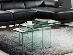 Set Van 3 Inschuifbare Bijzettafels Minka - Glas