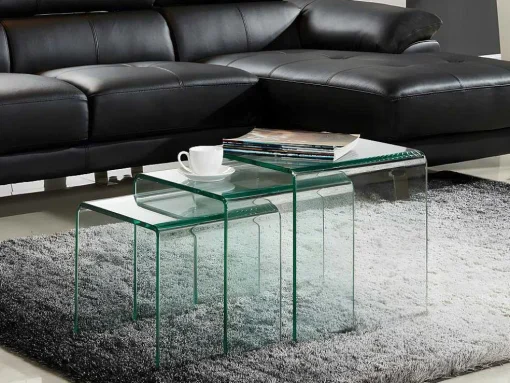 Set Van 3 Inschuifbare Bijzettafels Minka - Glas