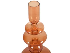 Set Van 2 Kandelaars - H21 En 18,5 Cm - Glas - Oranje - Kandie