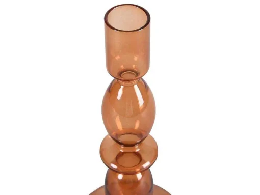 Set Van 2 Kandelaars - H21 En 18,5 Cm - Glas - Oranje - Kandie
