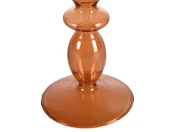 Set Van 2 Kandelaars - H21 En 18,5 Cm - Glas - Oranje - Kandie