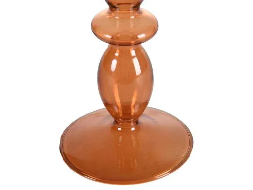 Set Van 2 Kandelaars - H21 En 18,5 Cm - Glas - Oranje - Kandie