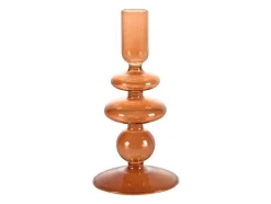 Set Van 2 Kandelaars - H21 En 18,5 Cm - Glas - Oranje - Kandie