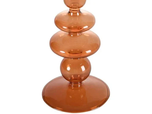Set Van 2 Kandelaars - H21 En 18,5 Cm - Glas - Oranje - Kandie