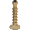 Set Van 2 Kandelaars Van Mangohout - H23 Cm - Naturel - Fainin