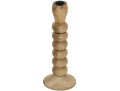 Set Van 2 Kandelaars Van Mangohout - H23 Cm - Naturel - Fainin
