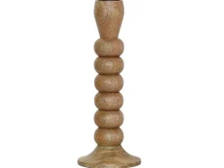 Set Van 2 Kandelaars Van Mangohout - H23 Cm - Naturel - Fainin