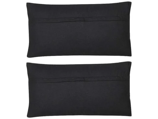 Set Van 2 Katoenen En Jute Kussens - 30 X 60 Cm - Naturel En Zwart - Natura