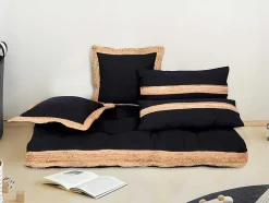 Set Van 2 Katoenen En Jute Kussens - 30 X 60 Cm - Naturel En Zwart - Natura