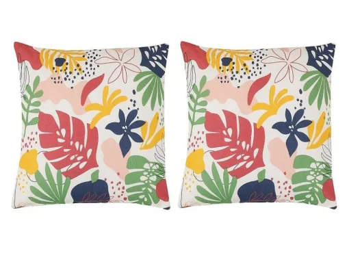 Set Van 2 Katoenen Kussens Met Bloemmotief - 45 X 45 Cm - Veelkleurig - Bariola