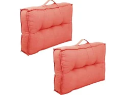 Set Van 2 Katoenen Paletkussens - 40 X 60 X 12 Cm - Koraal - Baila