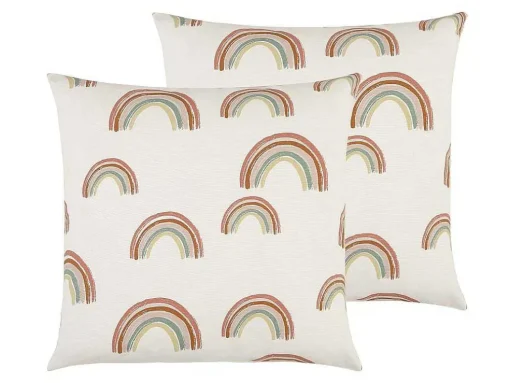 Set Van 2 Katoenen Regenboogkussens - 45 X 45 Cm - Veelkleurig - Archy