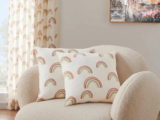 Set Van 2 Katoenen Regenboogkussens - 45 X 45 Cm - Veelkleurig - Archy