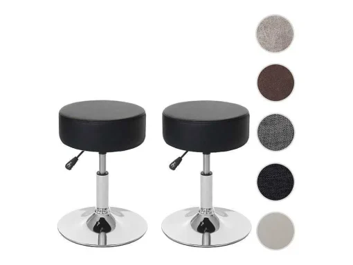 Set Van 2 Krukken Mcw-C22, Kunstleer, Zwart