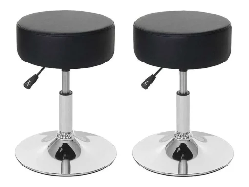 Set Van 2 Krukken Mcw-C22, Kunstleer, Zwart