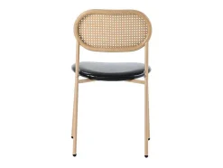 Set Van 4 Kunstleer En Rotan Stoelen - Metalen Poten - Zwart