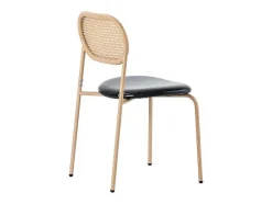 Set Van 4 Kunstleer En Rotan Stoelen - Metalen Poten - Zwart
