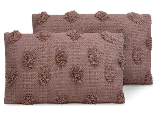 Set Van 2 Kussens 100% Getuft Katoen Jadel - 30 X 50 Cm - Oudroze