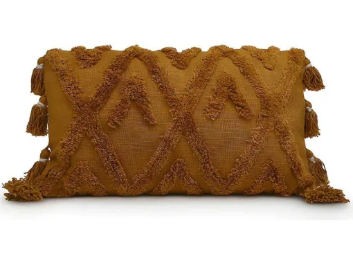 Set Van 2 Kussens Met Pompons Aspen - Getuft Katoen - 30 X 50 Cm - Bronze