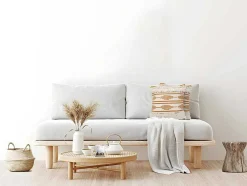 Set Van 2 Kussens Van Katoen Met Franjes Karius - 40 X 40 Cm - Geel En Beige