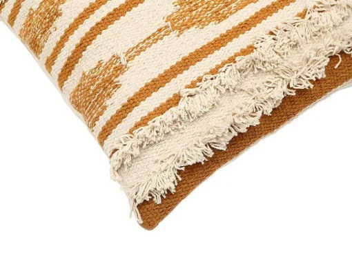 Set Van 2 Kussens Van Katoen Met Franjes Karius - 40 X 40 Cm - Geel En Beige