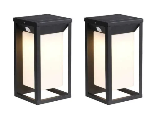 Set Van 2 Led-Buitenwandlampen Op Zonne-Energie - L. 15 X H. 30 Cm - Metaal - Zwart - Fozzano