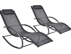 Set Van 2 Ligstoelen - Antraciet - Lombok Van Mylia