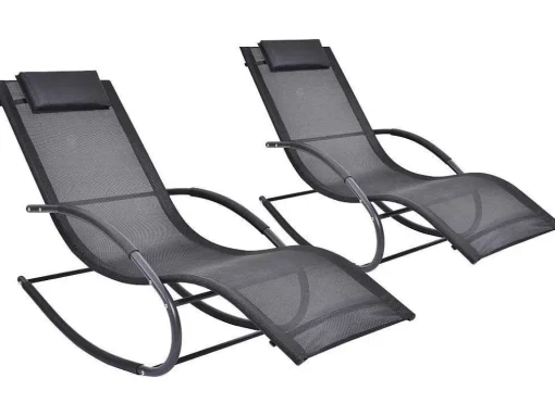 Set Van 2 Ligstoelen - Antraciet - Lombok Van Mylia