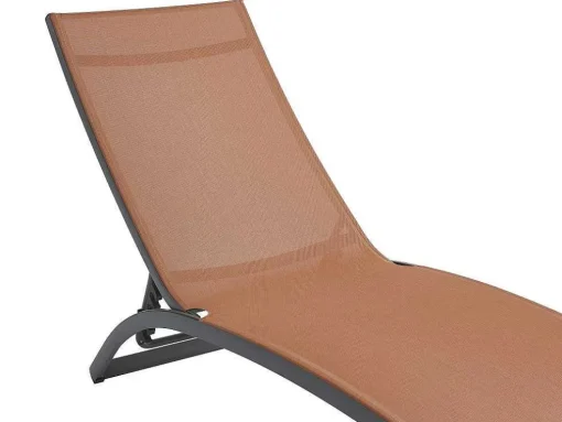 Set Van 2 Ligstoelen Met Verschillende Standen Van Aluminium En Textileen - Terracotta - Saranda Van Mylia