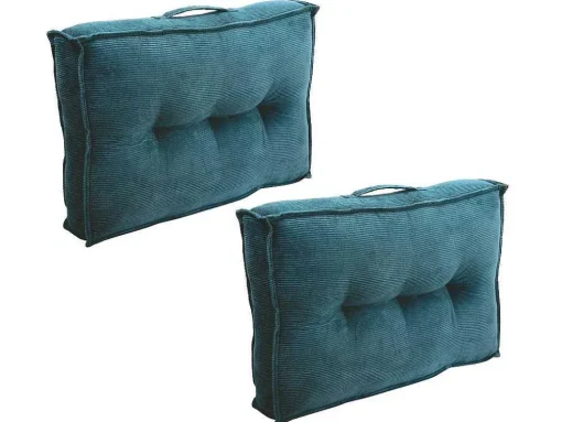 Set Van 1 Matras + 2 Palletkussens Van Ribfluweel - Blauw - Baila