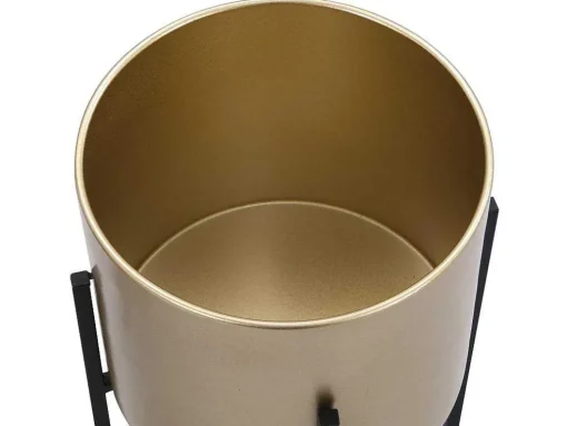 Set Van 2 Metalen Bloempotten - D25 X H39 En D23 X H35,5 - Goud En Zwart - Edmee
