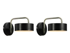 Set Van 2 Metalen Wandlampen In Vintage Stijl - L24 X H14,5 Cm - Zwart En Goudkleurig - Otilie