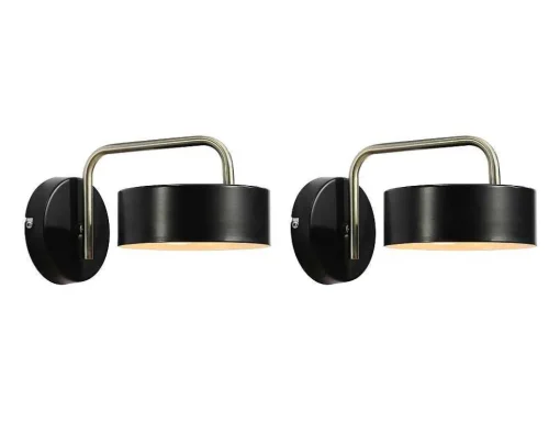 Set Van 2 Metalen Wandlampen In Vintage Stijl - L24 X H14,5 Cm - Zwart En Goudkleurig - Otilie