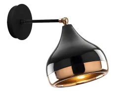 Set Van 2 Metalen Wandlampen Met Verstelbare Kap Yildo - D. 17 X H. 28 Cm - Zwart En Koperkleurig