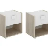 Set Van 2 Nachtkastjes Met 1 Lade En 1 Nis - Sonia - Materiaal: Naturel En Wit - Sonia
