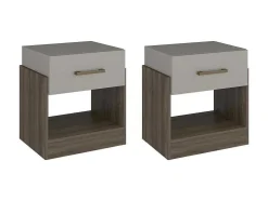 Set Van 2 Nachtkastjes Met 1 Lade En 1 Opbergvak Kleuren: Taupe En Bruin Bodil Ii