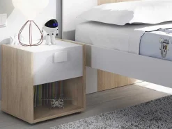 Set Van 2 Nachtkastjes Met 1 Lade En 1 Nis - Sonia - Materiaal: Naturel En Wit - Sonia